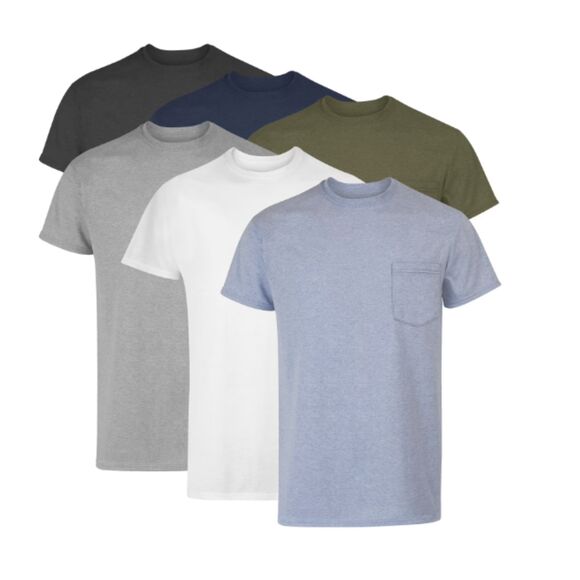 Hanes Men's Tagless Pocket T-Shirt 6 Pack MED - Picture 1 of 5